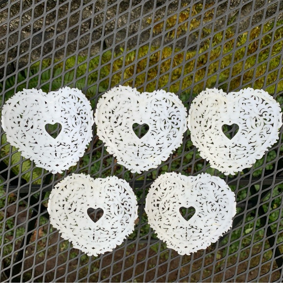 Vintage Lot Wilton White Plastic Cake Decoration Heart Panel Corner Filigree 70s - Picture 3 of 11